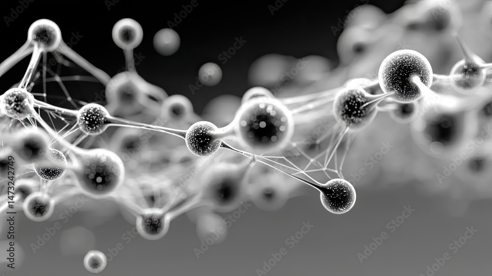 Obraz premium Abstract monochrome art depicting interconnected blockchain nodes in a digital environment