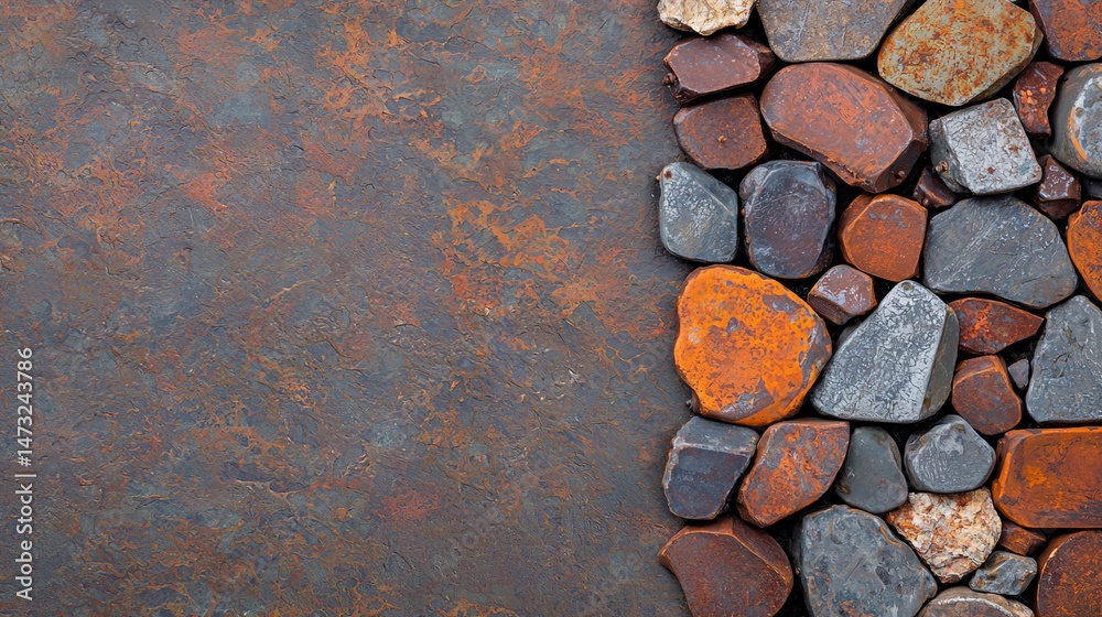 Raising Awareness Through Metal Recycling for a Sustainable Future, Textured surface featuring a mix of smooth and rough stones in earthy colors.