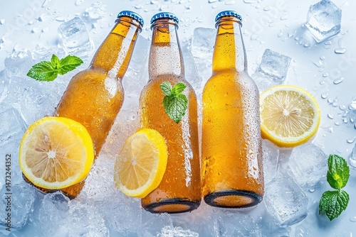 Wallpaper Mural Chilled Beer Bottles with Lemon and Mint Torontodigital.ca