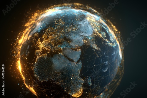 Global Network Connections At Night