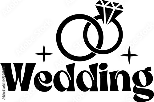 Wedding typography design on plain white transparent isolated background for card, shirt, hoodie, sweatshirt, apparel, tag, mug, icon, poster or badge