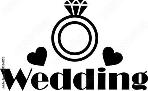 Wedding typography design on plain white transparent isolated background for card, shirt, hoodie, sweatshirt, apparel, tag, mug, icon, poster or badge