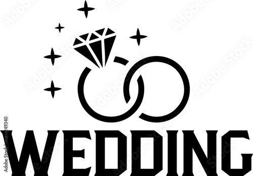 Wedding typography design on plain white transparent isolated background for card, shirt, hoodie, sweatshirt, apparel, tag, mug, icon, poster or badge