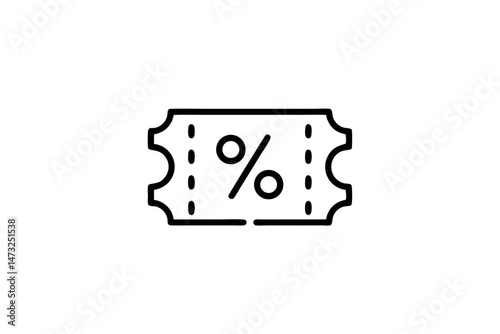 Outline icon of a discount coupon showing a percentage symbol for promotion sales
