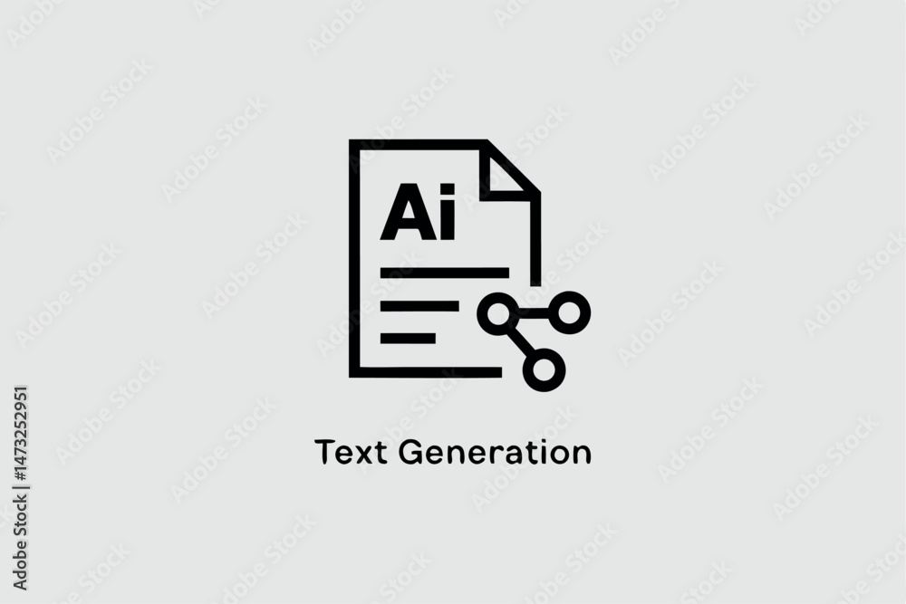 Fototapeta premium Text generation concept illustrated with ai document and sharing symbol graphic design icon