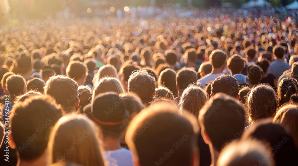 Obraz premium A large crowd enjoying live jazz music at an outdoor festival
