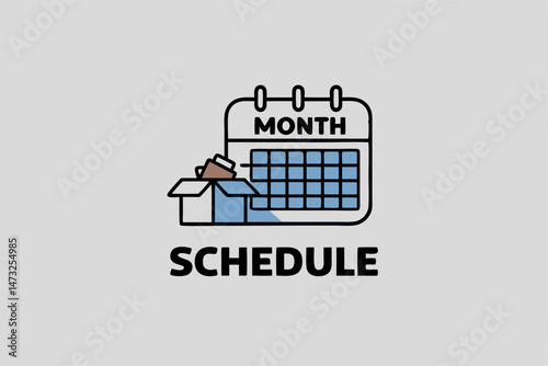 Scheduling and planning icon illustrating tasks deadlines and monthly calendar with boxes