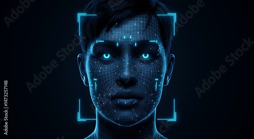 Futuristic face scan technology and ai recognition for security and identification systems design