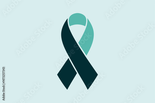 Teal and dark teal awareness ribbon representing healthcare support and charity causes