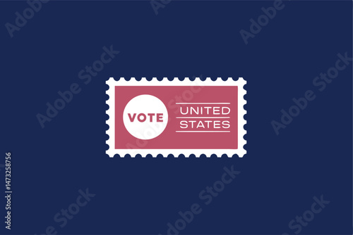 United states vote stamp with illustration of election awareness and civic duty concept