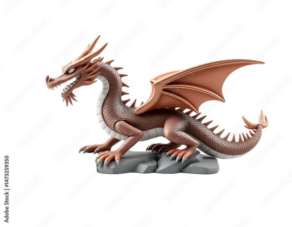 Fototapeta premium Brown Dragon Statue on Stone Base
