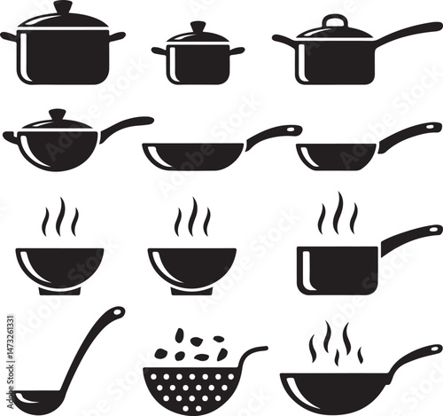 Essential Kitchen Tools Silhouette Set

Modern Chef Cooking in Kitchen Vector

Minimalist Kitchen Utensils Illustration

Silhouette of Home Kitchen Interior

Baking and Cooking Utensil Design
