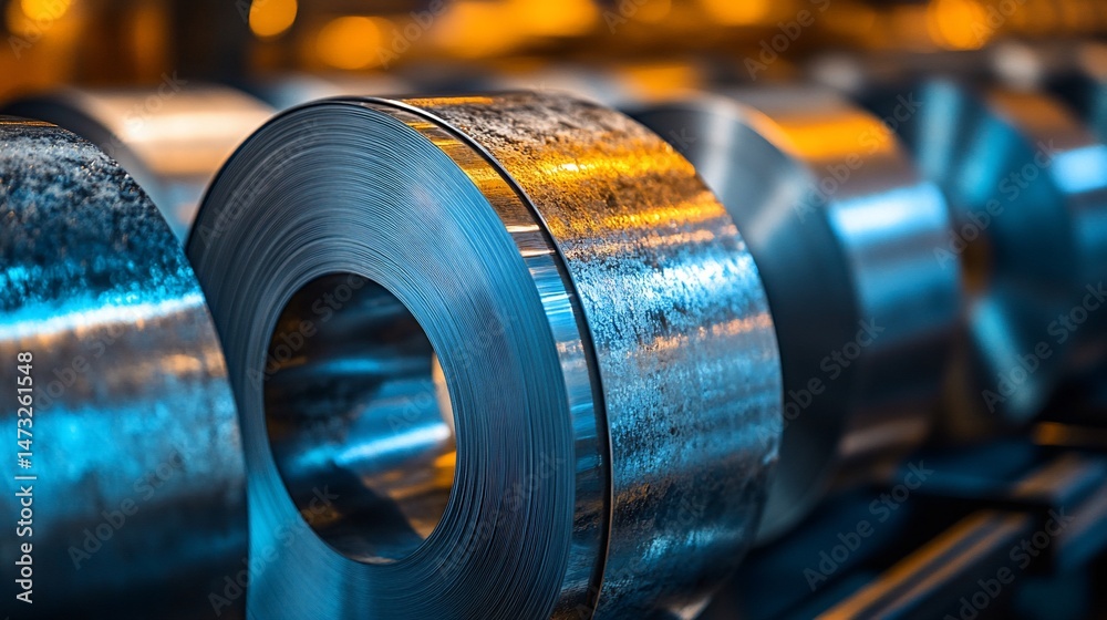 Obraz premium Rolled metal sheets in a factory