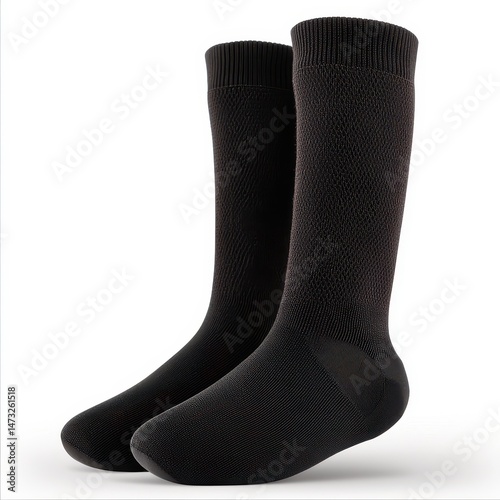 Black Compression Socks for Athletic and Casual Wear with Textures photo
