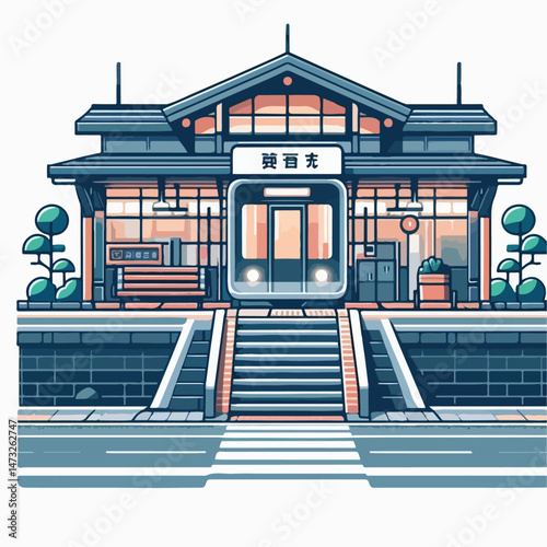 white background train station vector illustration
