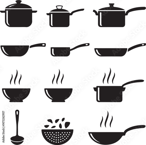 Essential Kitchen Tools Silhouette Set

Modern Chef Cooking in Kitchen Vector

Minimalist Kitchen Utensils Illustration

Silhouette of Home Kitchen Interior

Baking and Cooking Utensil Design