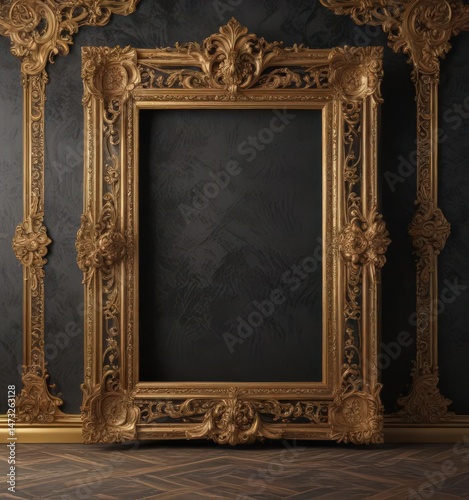 Ornate gilded frame, swirling patterns, plush velvet backdrop , opulent, aesthetic, swirling