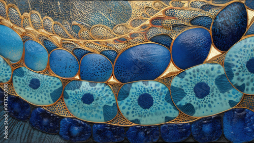 Blue Gold Abstract Art Texture Pattern