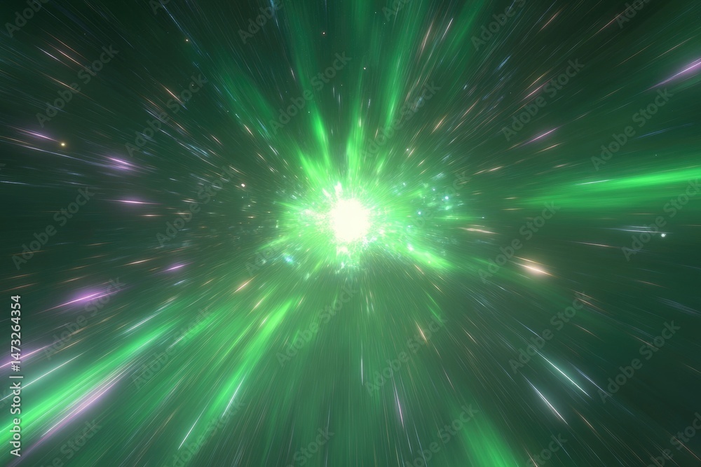Fototapeta premium Hypersonic green cosmic flight through nebula