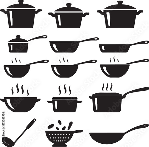 Essential Kitchen Tools Silhouette Set

Modern Chef Cooking in Kitchen Vector

Minimalist Kitchen Utensils Illustration

Silhouette of Home Kitchen Interior

Baking and Cooking Utensil Design