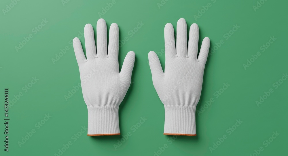 Obraz premium Pair of white gardening gloves ideal for gardening, outdoor work, and landscaping activities, emphasizing cleanliness and protection.