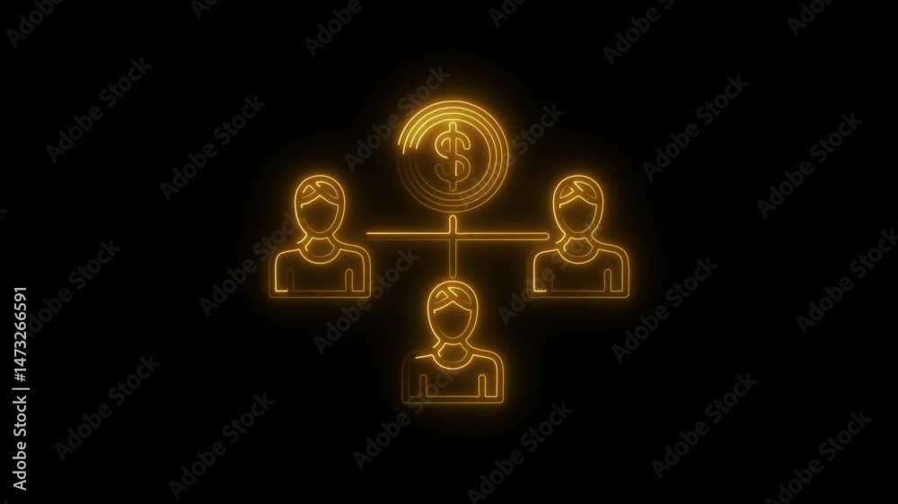 Neon glowing business structure with dollar symbol representing financial management and team collaboration Neon glowing business structure with dollar symbol representing financial management and team collaboration