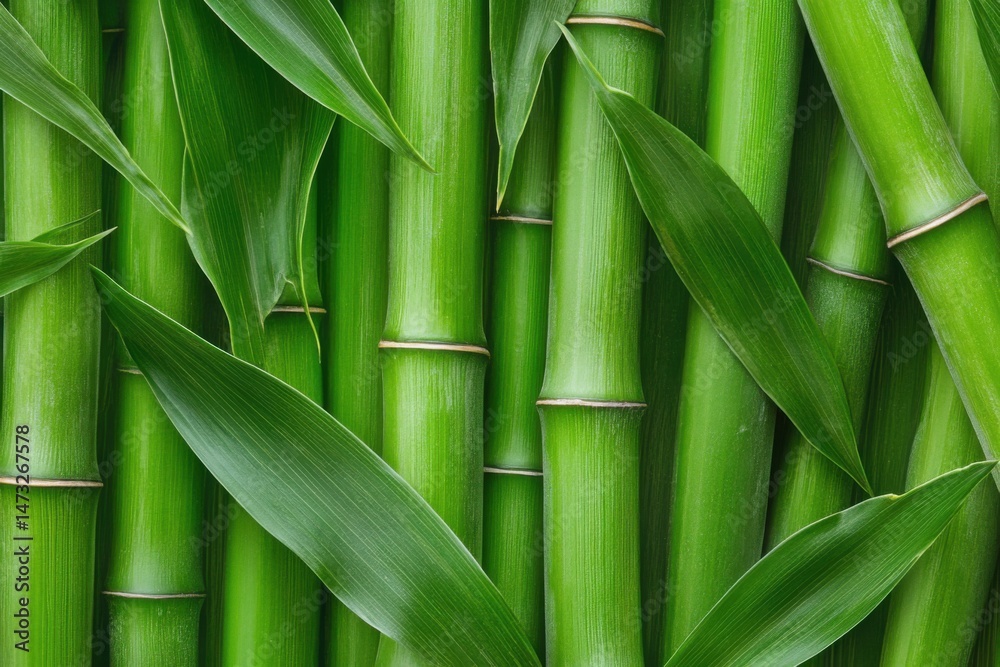 Fototapeta premium A detailed macro shot of bamboo tree leaves, close focus and rich natural lighting