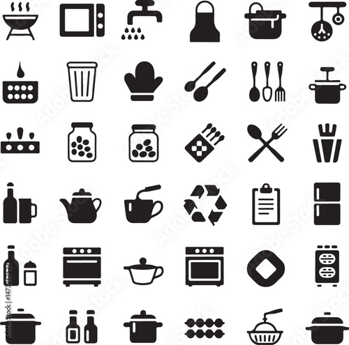 Essential Kitchen Tools Silhouette Set

Modern Chef Cooking in Kitchen Vector

Minimalist Kitchen Utensils Illustration

Silhouette of Home Kitchen Interior

Baking and Cooking Utensil Design