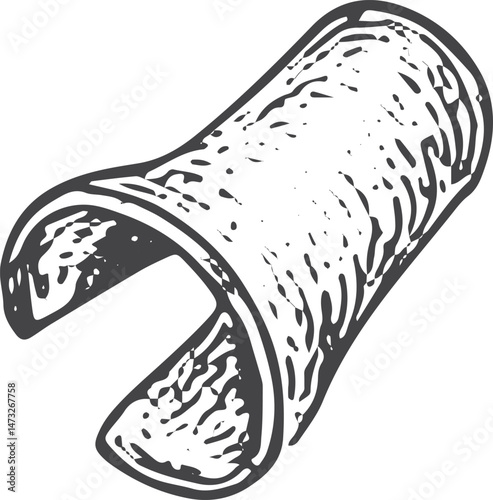 A detailed black and white illustration of a tailor's thimble, an essential tool for protecting fingers while sewing, symbolizing precision and craftsmanship in the art of tailoring