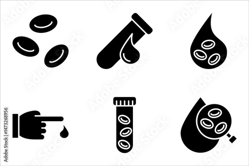 Hematology line icon set. Blood cells, Pictogram for web design, vector illustration on white background