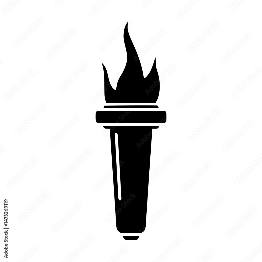 Black Torch Flame Icon - Simple Vector Illustration Black Torch Flame Icon - Simple Vector Illustration