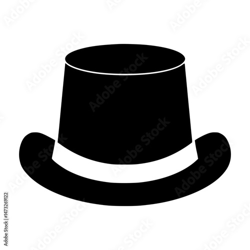 Black Top Hat Silhouette Icon