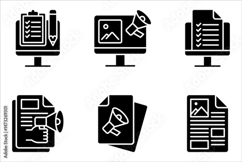 Content Marketing Line Icon Set, Content linear symbol design from SEO collection. vector illustration on white background