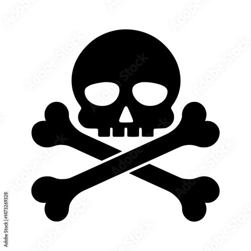 Skull and Crossbones Icon - Black Silhouette