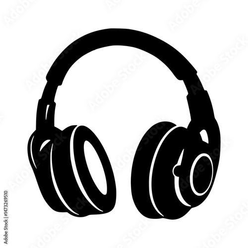 Black Headphones Silhouette Vector Illustration