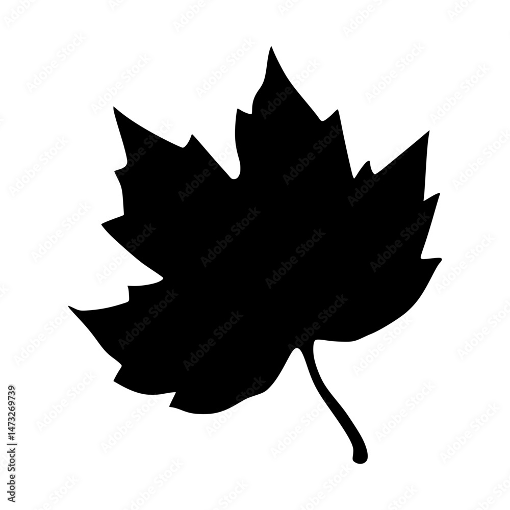 Fototapeta premium Black Maple Leaf Silhouette Vector