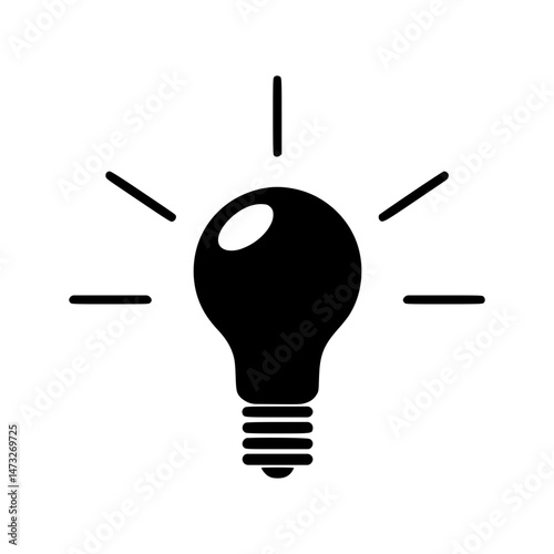 Black Lightbulb Icon - Idea Symbol