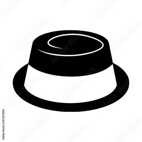 Simple Fedora Hat Icon - Black & White Vector
