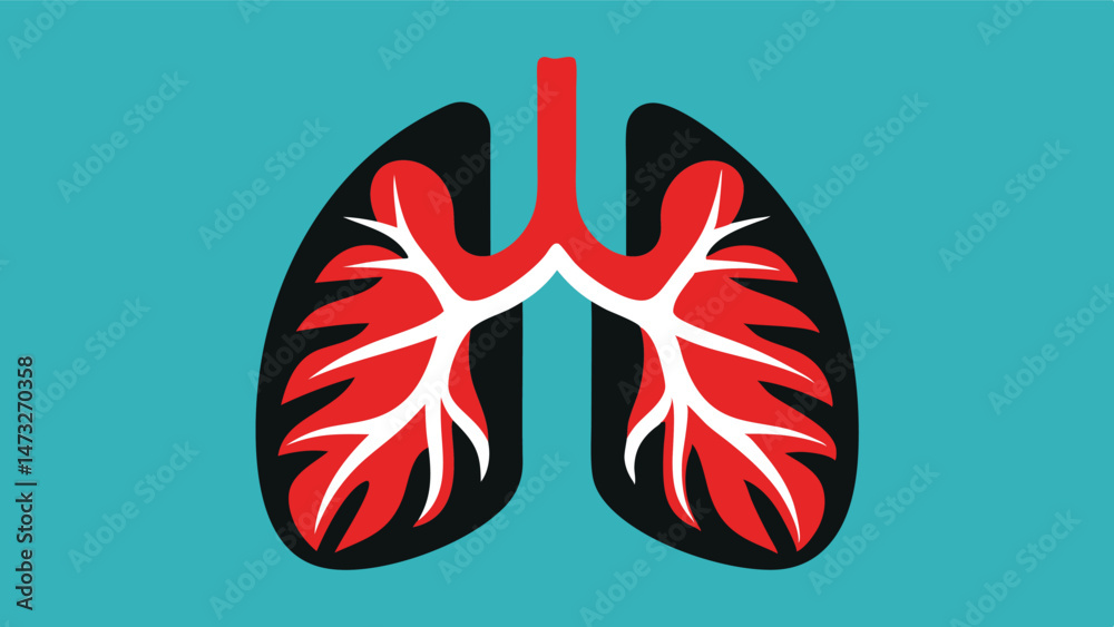 Obraz premium Simplified anatomical illustration of the human lungs for medical and educational purposes