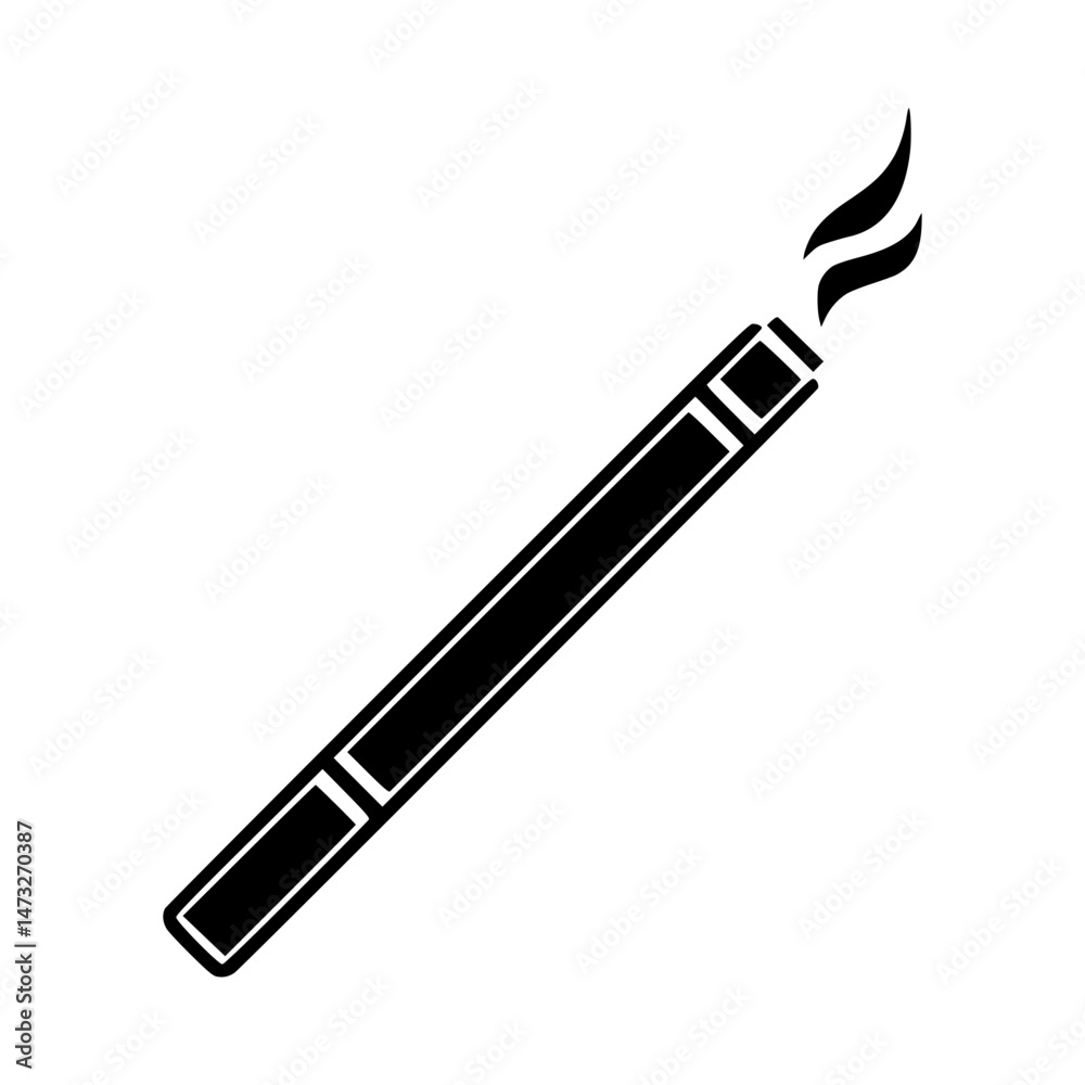 Fototapeta premium Black Cigarette Icon - Simple Line Art
