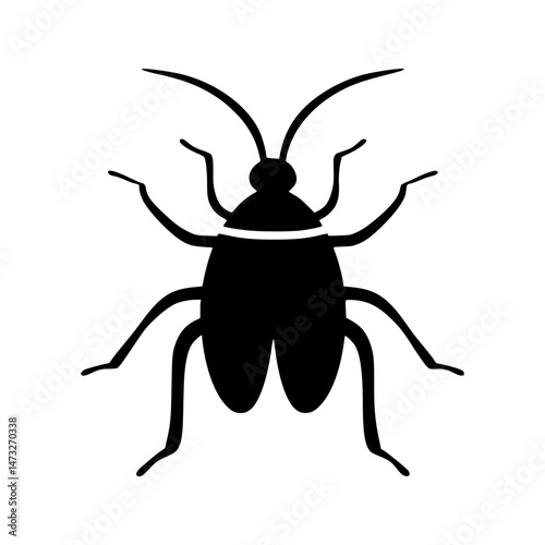 Black Roach Insect Icon - Vector Illustration