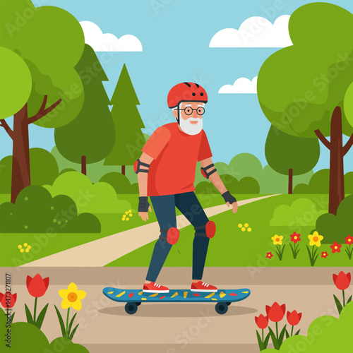 Man Skateboarding in Park Enjoying Active Lifestyle Outdoors Safely