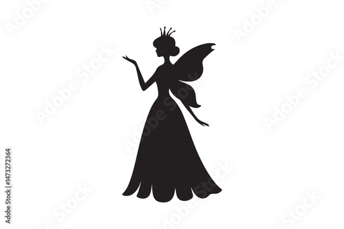 simple and unobtrusive  fairy vector silhouette illustration isolated in white background