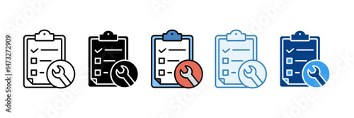 Maintenance Checklist Icon Set Multiple Style Collection