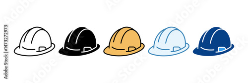 Safety Helmet Icon Set Multiple Style Collection