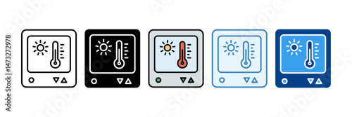 Smart Thermostat Icon Set Multiple Style Collection