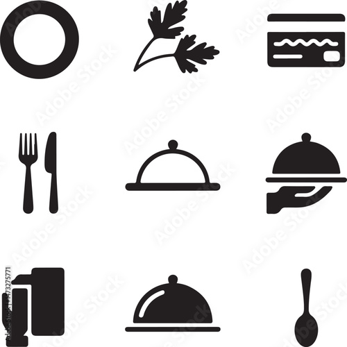 Kitchen Utensil Icons: A set of neatly arranged icons depicting various kitchen utensils. Perfect for culinary projects, cooking-related designs.
