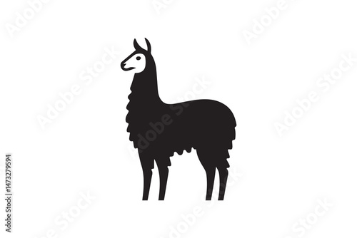 simple and unobtrusive lama vector silhouette illustration isolated in white background