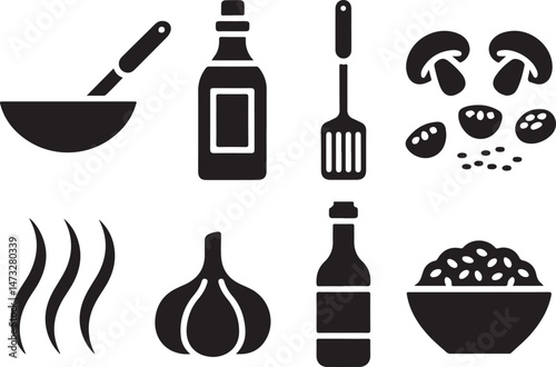Essential Kitchen Tools Silhouette Set

Modern Chef Cooking in Kitchen Vector

Minimalist Kitchen Utensils Illustration

Silhouette of Home Kitchen Interior

Baking and Cooking Utensil Design