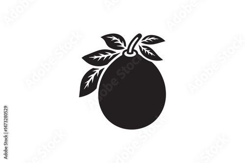 simple and unobtrusive Green feijoa fruit vector silhouette illustration isolated in white background